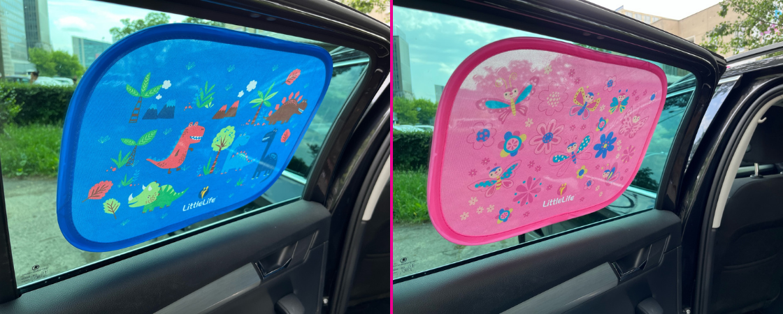 Co przyda się w podróży z dzieckiem? Osłonki do samochodu.
