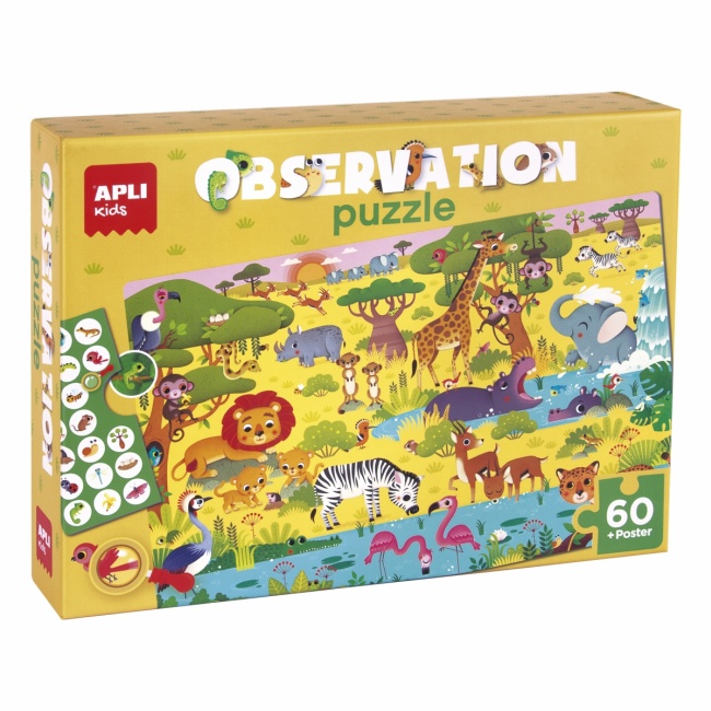 Puzzle obserwacyjne Apli Kids - W dżungli 60 el. 4+
