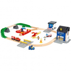 Zestaw Kolejki Deluxe BRIO World - Straż Pożarna i Policja