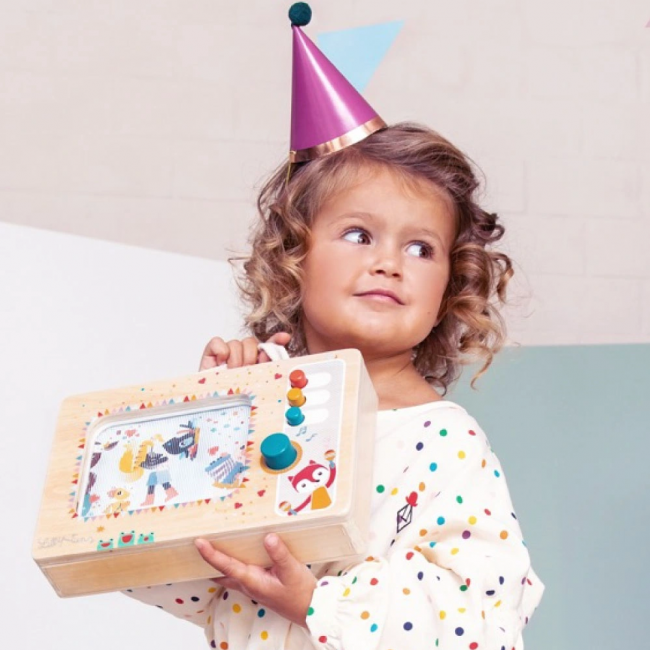 Drewniana animowana pozytywka Lilliputiens - Telewizor