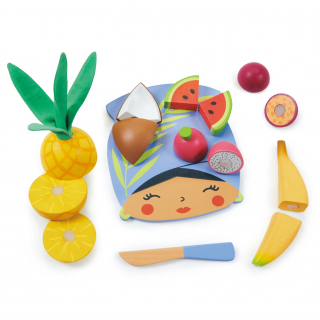 Drewniana deska z owocami tropikalnymi do krojenia Tender Leaf Toys