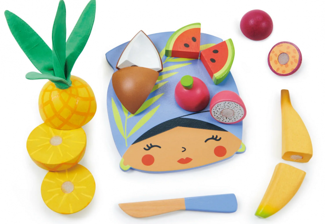 Drewniana deska z owocami tropikalnymi do krojenia Tender Leaf Toys