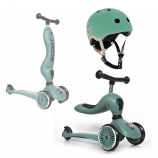 Zestaw Hulajnoga i rowerek 2w1 Highwaykick 1 SCOOTANDRIDE + kask XXS-S Forest