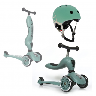Zestaw Hulajnoga i rowerek 2w1 Highwaykick 1 SCOOTANDRIDE + kask XXS-S Forest
