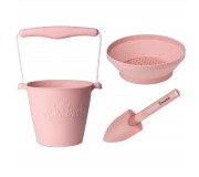 Zestaw zabawek do piasku Scrunch z sitkiem - Pudrowy róż