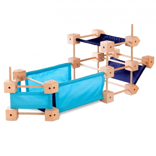 Drewniane klocki konstrukcyjne Mini Trigonos M - 85 el.