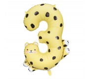 Balon foliowy Party Deco 98 cm - Cyfra 3 Gepard