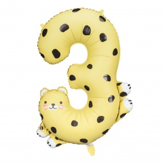 Balon foliowy Party Deco 98 cm - Cyfra 3 Gepard