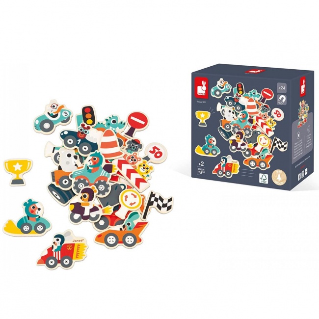 Zestaw magnesów 24 szt. Janod - Samochody