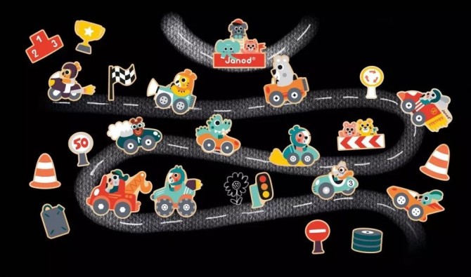 Zestaw magnesów 24 szt. Janod - Samochody