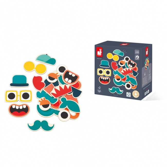 Zestaw magnesów Mix and match Janod 24szt. - Portrety