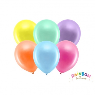 Balony metalizowane 10 szt Party Deco - Rainbow 23cm