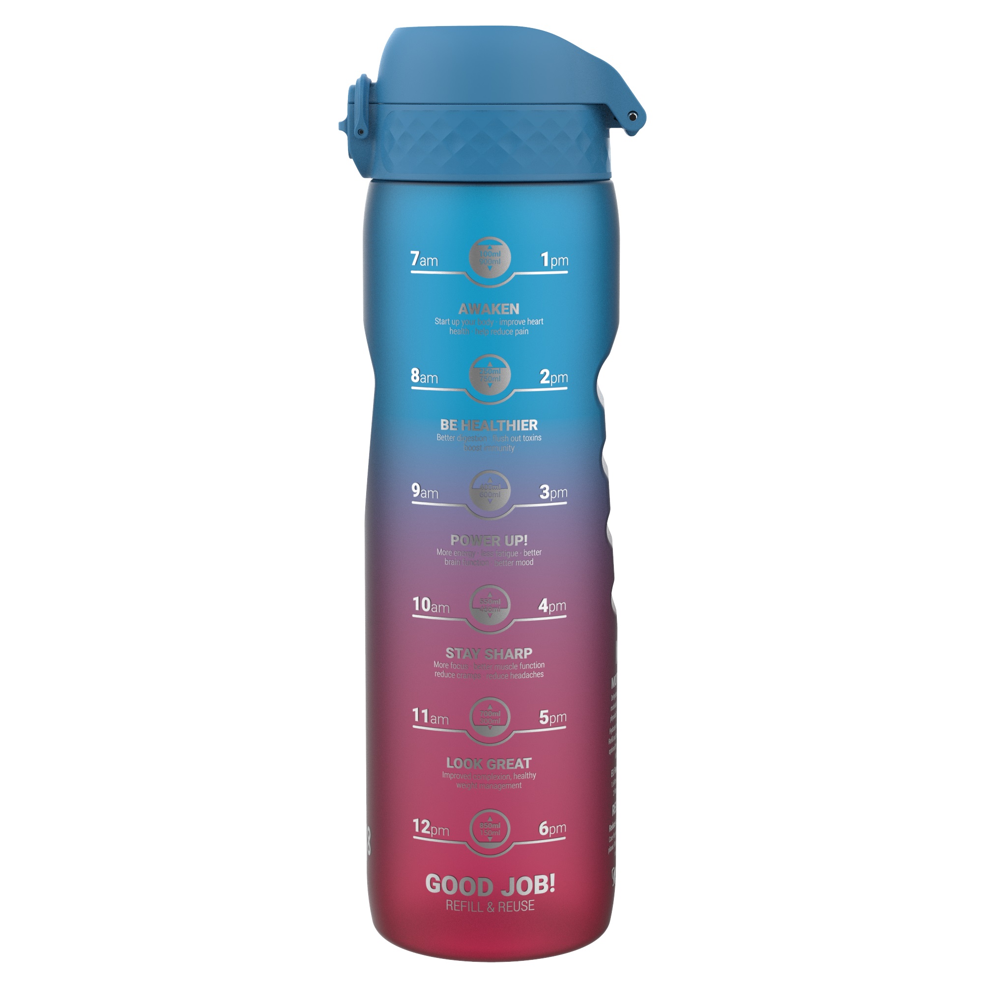 Butelka do picia 1000 ml ION8 - Motivator Gradient Blue/Pink