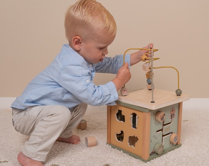 Drewniana kostka aktywizująca Little Dutch - Little Farm