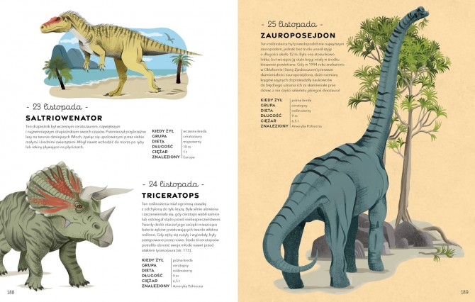 Książka "Rok z dinozaurami" Wydawnictwo Kropka