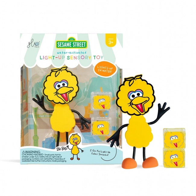 Postać do kąpieli Wielki Ptak Glo Pals - zestaw z dwiema kostkami sensorycznymi świecącymi w wodzie