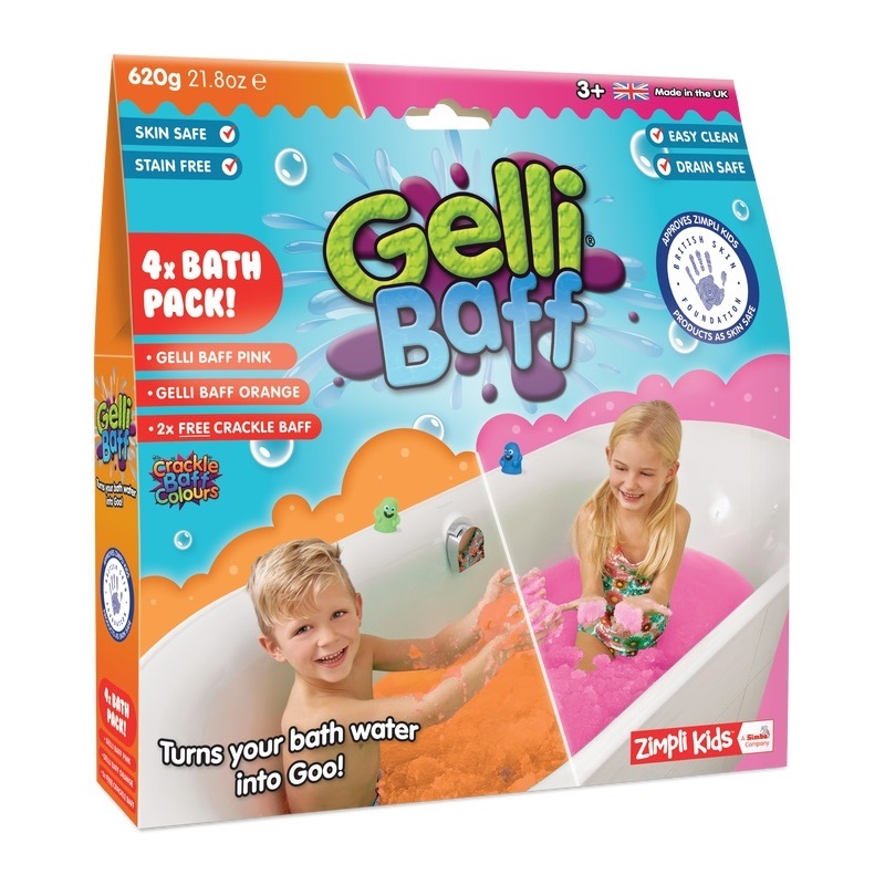 Magiczny proszek do kąpieli Gelli Baff Zimpli Kids - Różowy i pomarańczowy 4 użycia