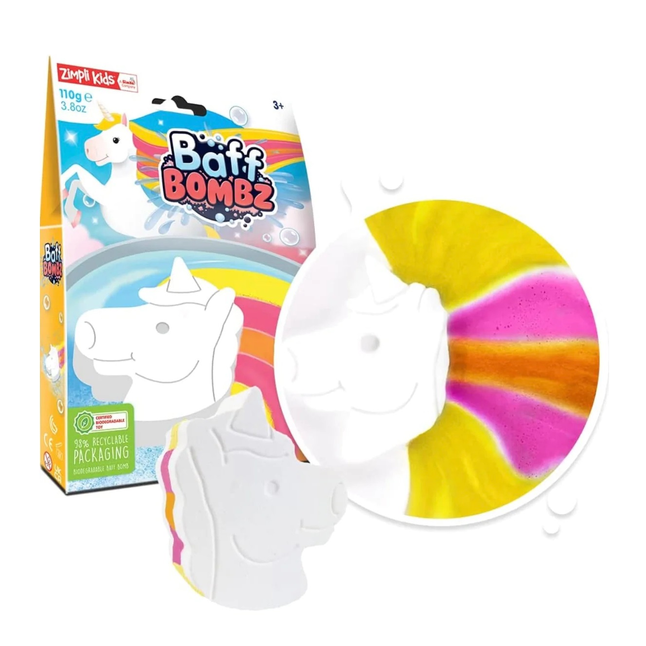 Jednorożec do kąpieli zmieniający kolor wody Baff Bombz Zimpli Kids - Rainbow