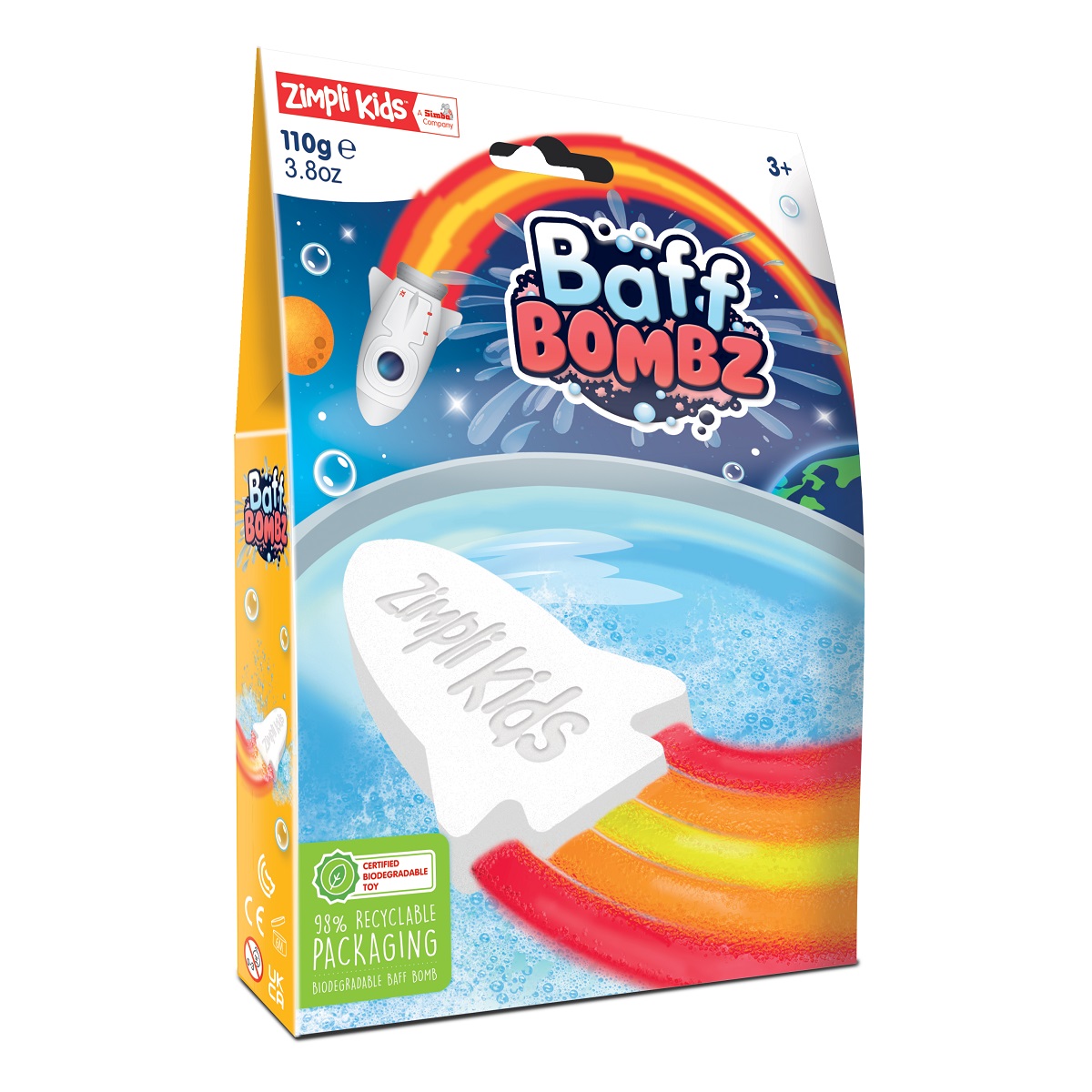 Rakieta do kąpieli zmieniająca kolor wody Baff Bombz Zimpli Kids - Rainbow