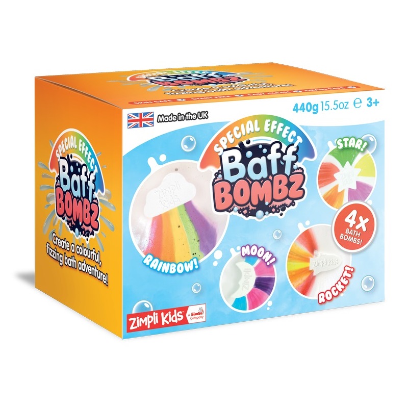 Bomby do kąpieli zmieniające kolor wody Rainbow Baff Bombz Zimpli Kids - 4 szt.