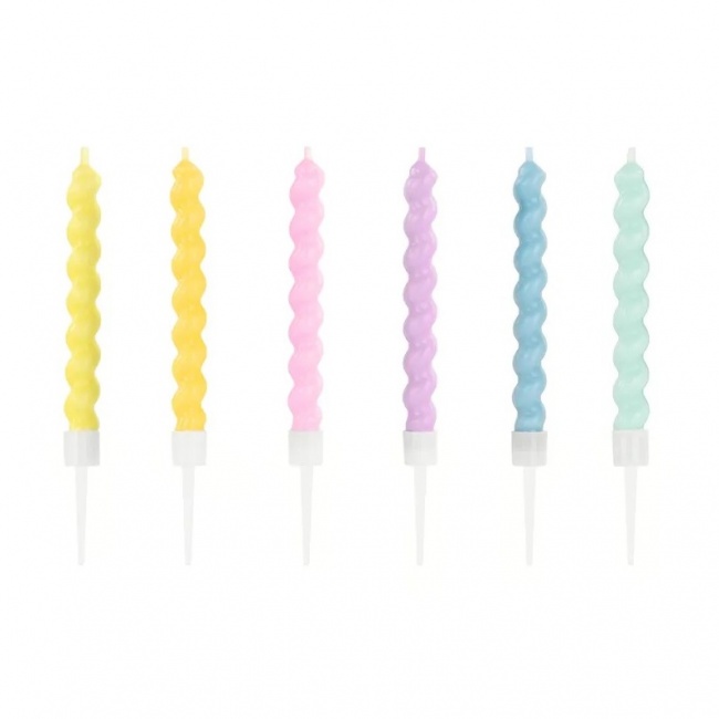 Świeczki urodzinowe Party Deco zakręcone 8.5cm - pastelowe