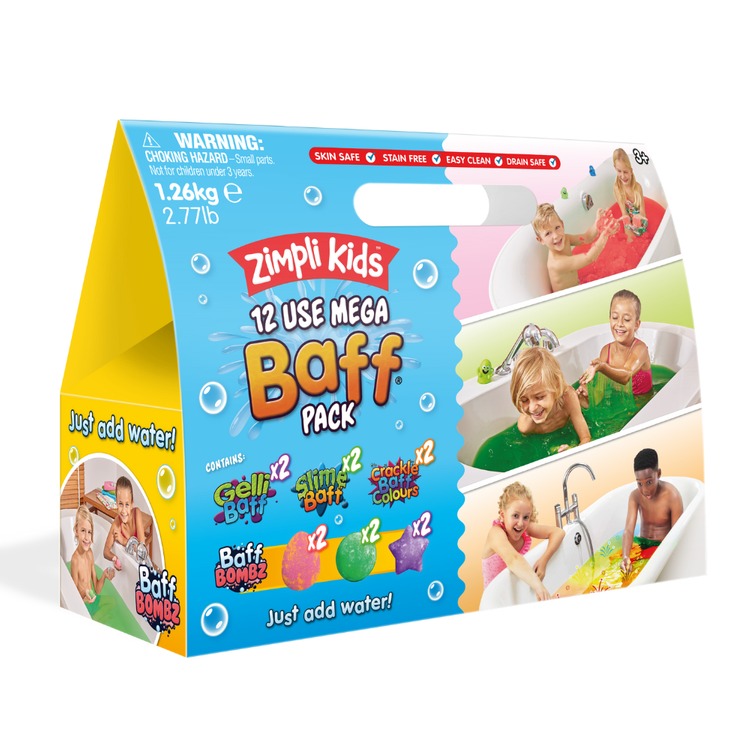 Zestaw kształtów i proszków do kąpieli do zabawy Mega Baff Pack Zimpli Kids - 16 szt.