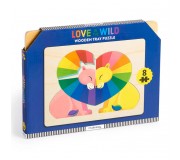 Pierwsze puzzle drewniane 3D Mudpuppy - Zakochane lwy 8 elementów