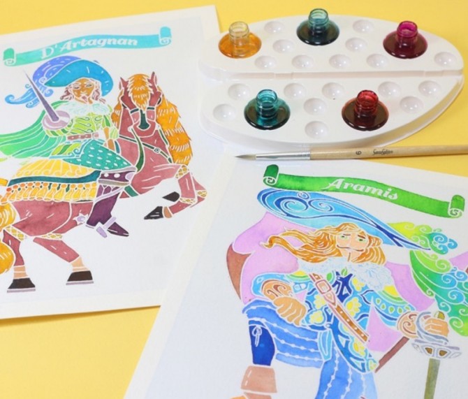 Zestaw do malowania Aquarellum Junior SentoSphere trzej muszkieterowie