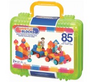Klocki jeżyki w walizce Bristle Blocks Battat - Safari z figurkami 85 elementów