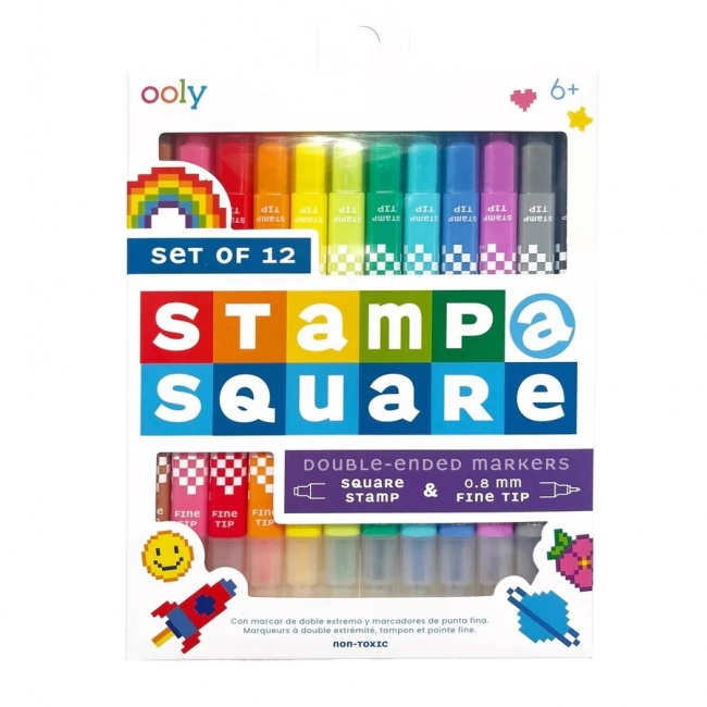 Cienkopisy z Pieczątkami Pixel Art Ooly - Stamp-A-Square