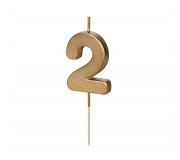 Świeczka urodzinowa Party Deco 4,5 cm - Cyferka 2 złota