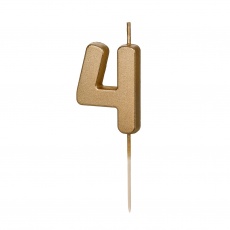 Świeczka urodzinowa Party Deco 4,5 cm - Cyferka 4 złota