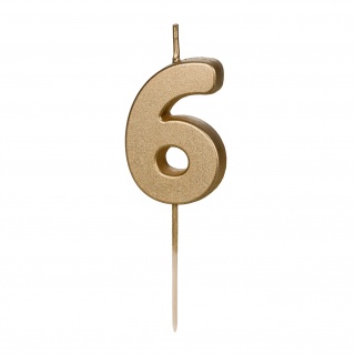 Świeczka urodzinowa Party Deco 4,5 cm - Cyferka 6 złota