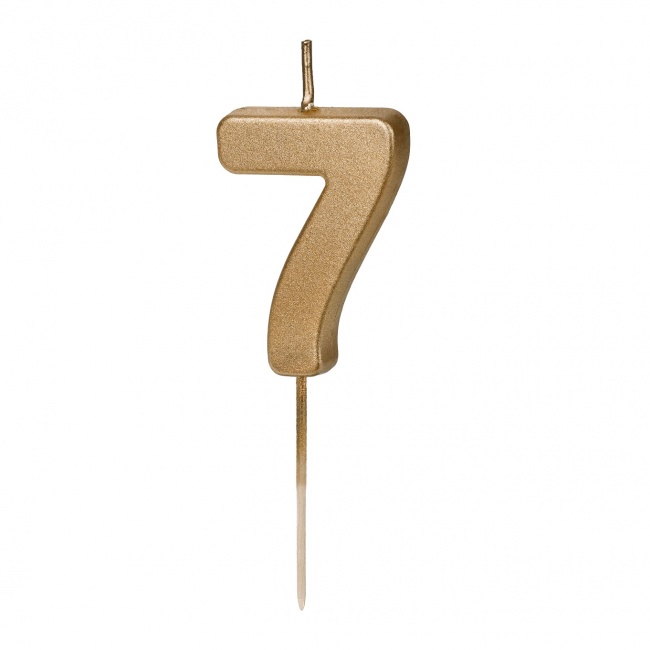 Świeczka urodzinowa Party Deco 4,5 cm - Cyferka 7 złota