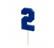 Świeczka urodzinowa Party Deco 6 cm - Cyferka 2 niebieska