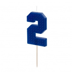 Świeczka urodzinowa Party Deco 6 cm - Cyferka 2 niebieska