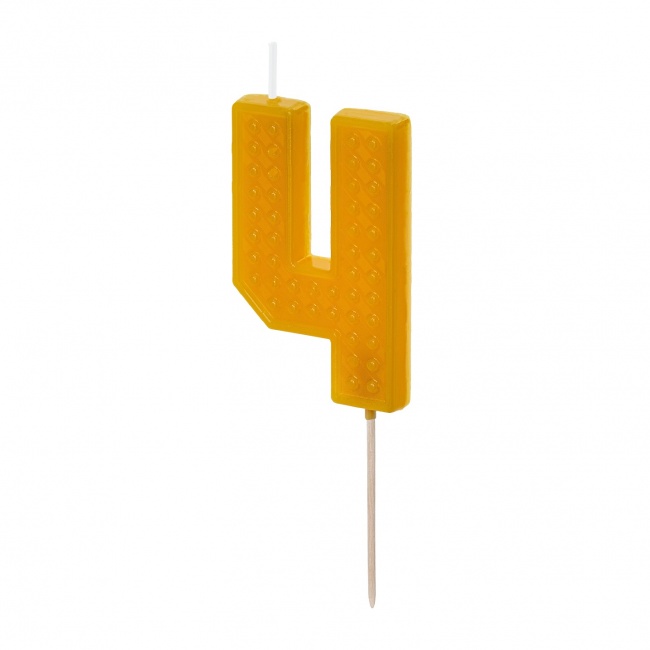 Świeczka urodzinowa Party Deco 6 cm - Cyferka 4 żółta