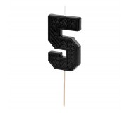 Świeczka urodzinowa Party Deco 6 cm - Cyferka 5 czarna