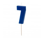 Świeczka urodzinowa Party Deco 6 cm - Cyferka 7 niebieska