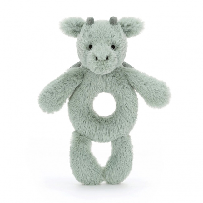 Grzechotka Smok Jellycat - Miętowo-Szara 18 cm