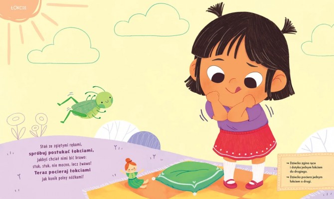 Książeczka z zabawami ruchowymi sensorycznymi Dotknij nosek, złap paluszek Zielona Sowa