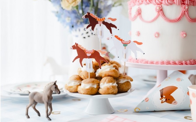 Dekoracja urodzinowa na tort muffinki Party Deco koniki