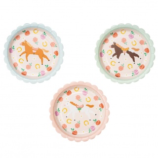 Talerzyki papierowe 18 cm Party Deco - Konie