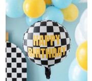 Balon foliowy Party Deco - Szachownica Happy Birthday 45 cm