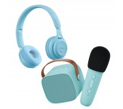Zestaw do karaoke dla dzieci + bezprzewodowe słuchawki Lalarma - Sky Blue