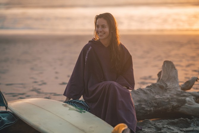 Ręcznik plażowy z kapturem Lifeventure softfibre fioletowy