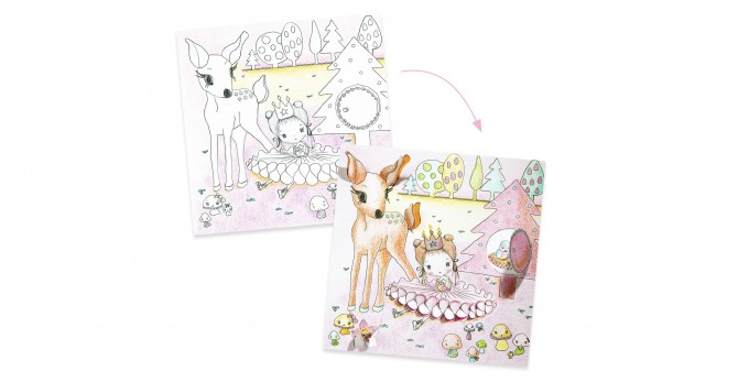 Kolorowanka z elementami 3D księżniczka Pupi Djeco różowa