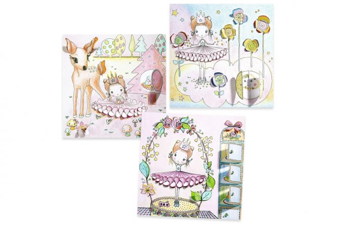 Kolorowanka z odstającymi elementami księżniczka, baletnica Pupi Djeco różowa