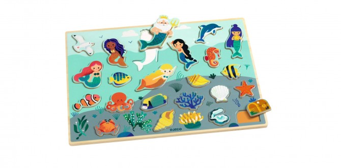 Puzzle drewniane dla dwulatka Djeco z syrenami