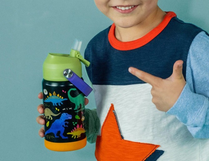 Bidon ze stali nierdzewnej dla dzieci z dinozaurami 400 ml Floss Rock